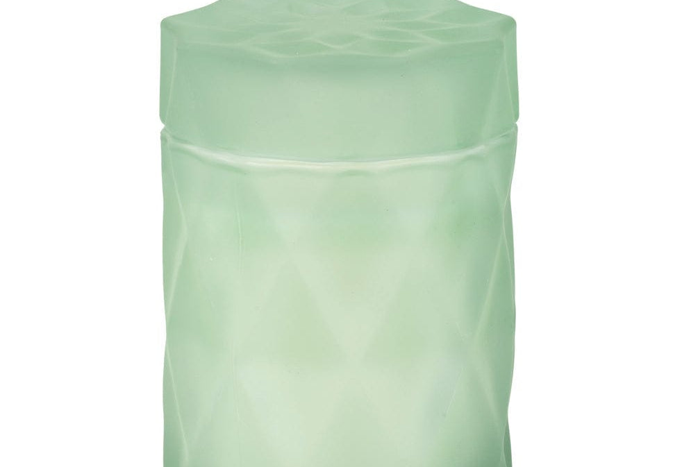 coconut wax candles in evergreen color glass jar with lid