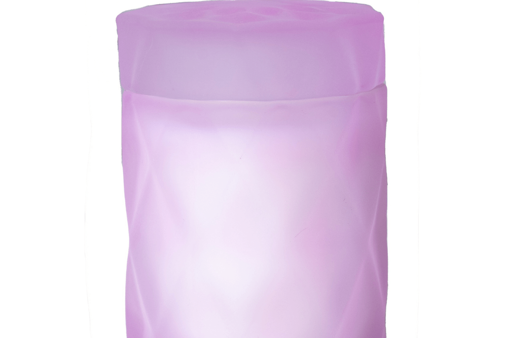 coconut wax candles filled in a lavender lilac color glass jar with lid