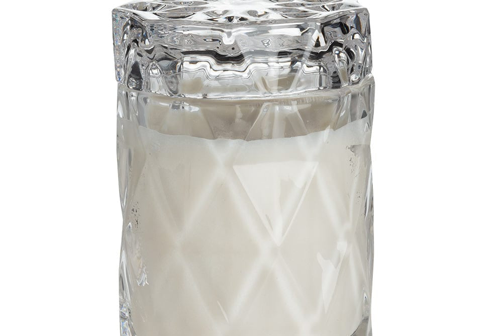 coconut wax candles in clear glass jar with lid