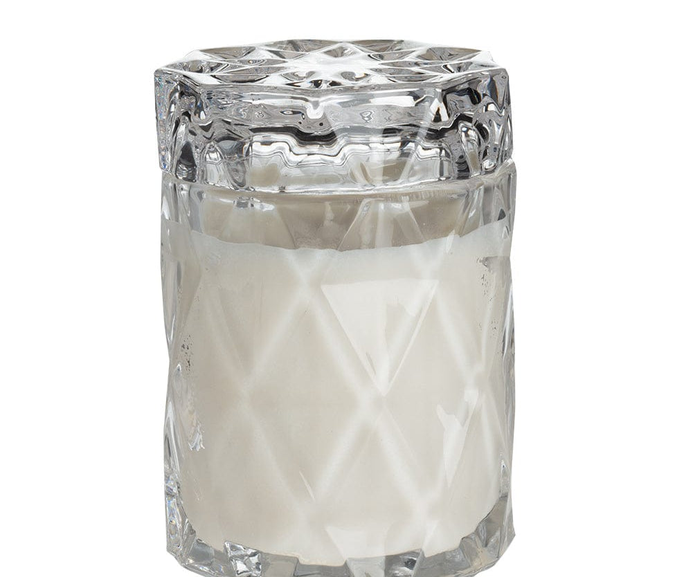 coconut wax candles in clear glass jar with lid