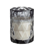 coconut wax candles in a gray glass jar with lid