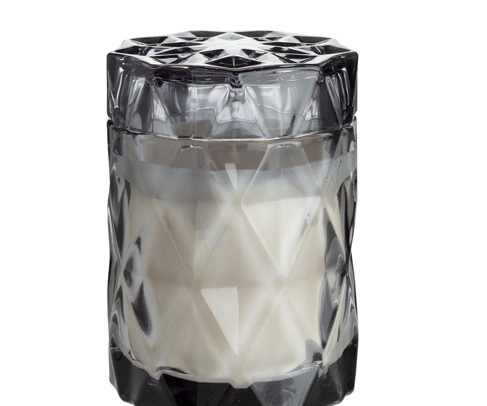 coconut wax candles in a gray glass jar with lid